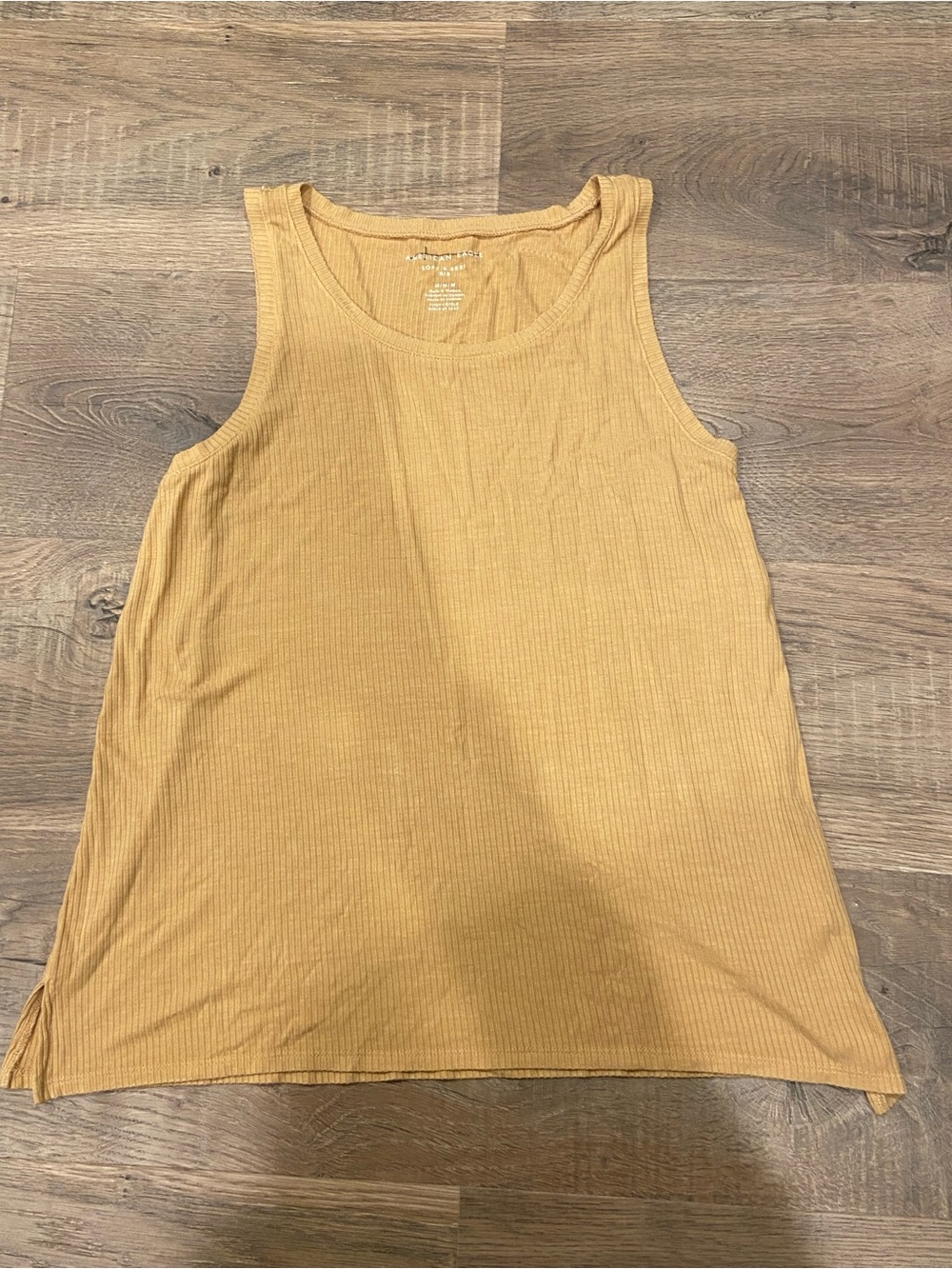 American Eagle Soft and Sext Ribbed Mustard Tank Top Women sizeM Stretch comfort